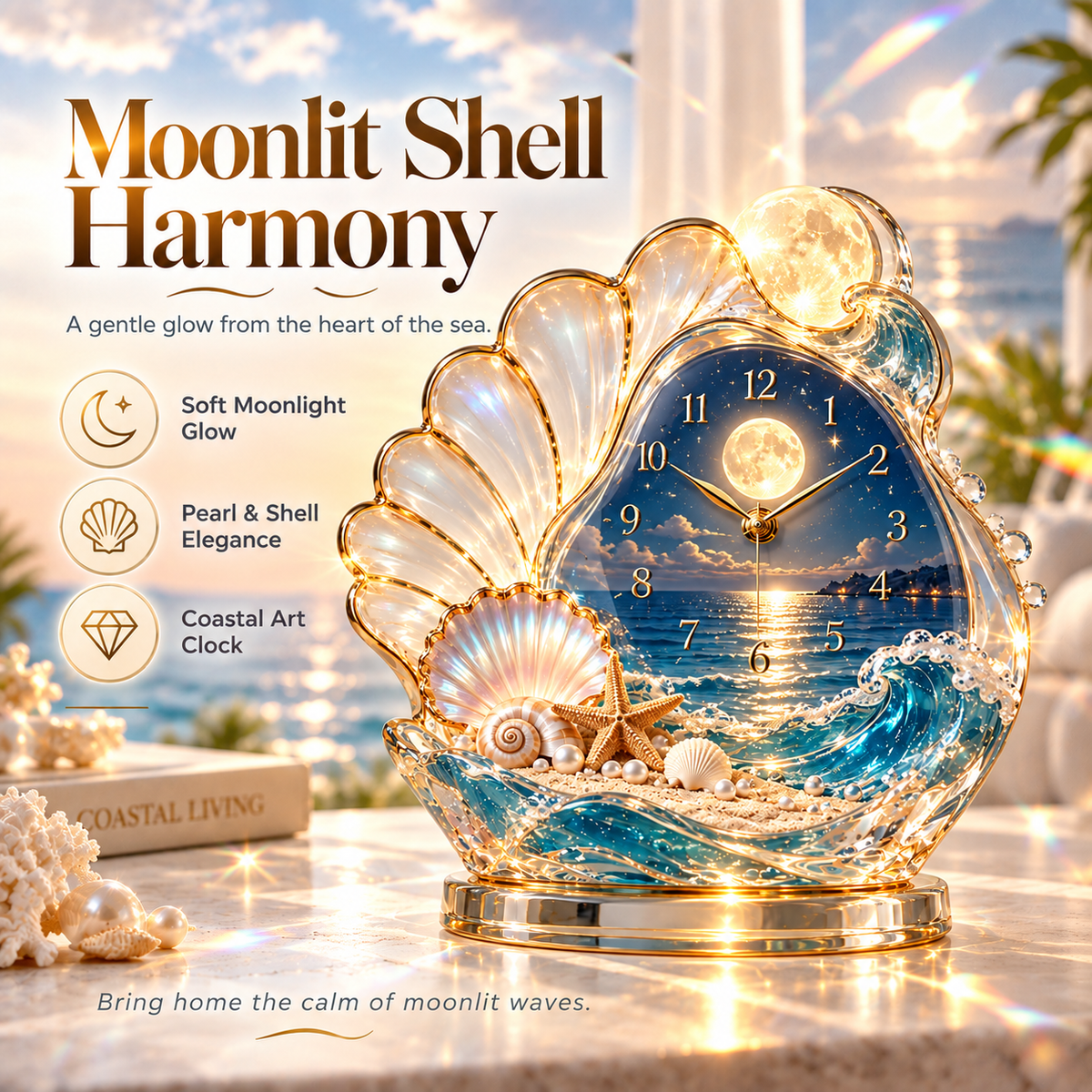 🐚Shell coastal clock
