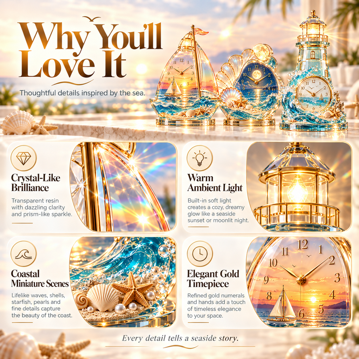 Coastal Glow decorative clock collection
