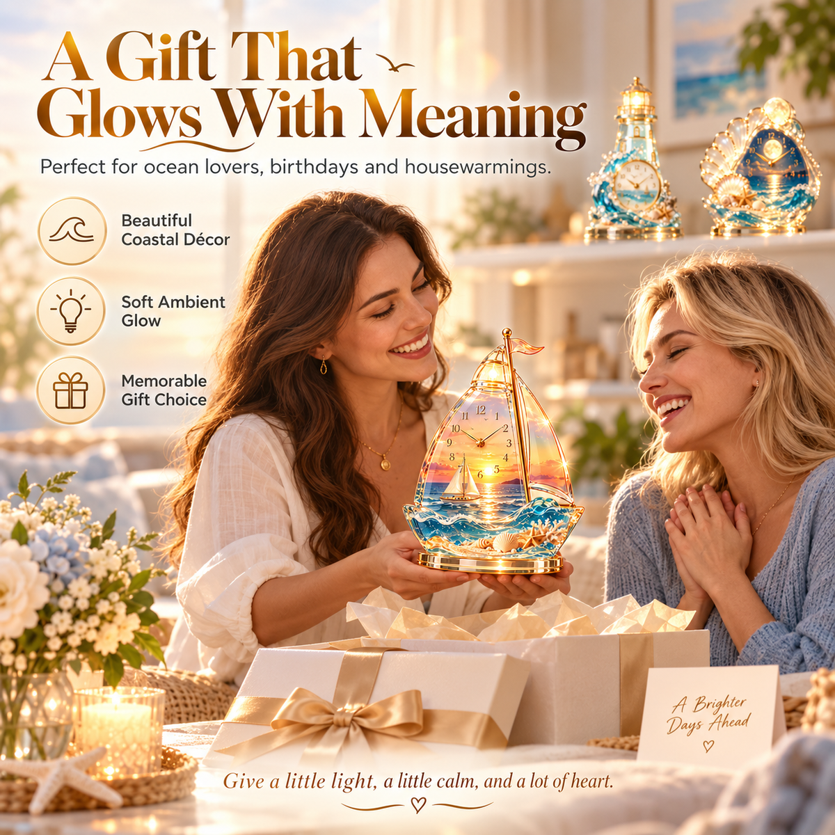 Coastal Glow decorative clock collection