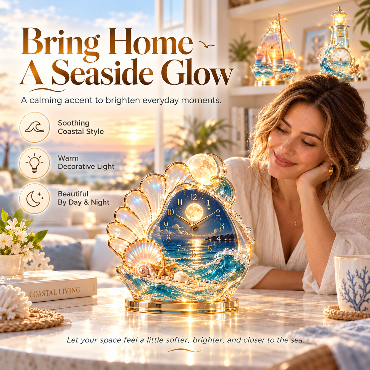 Coastal Glow decorative clock collection