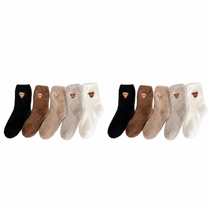 🥳2026 HOT SALE🥳💞50K+ SOLD! 🧦✨Cute Cow Slipper Socks – Soft & Cozy Animal Print Socks for Women, Fun Home Lounge Socks & Gift