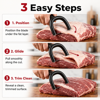🔥 50% OFF! 🥩 Handheld Meat Slicer with Steel Blades – Ergonomic U-Grip for Slicing & Fat Trimming 🔪