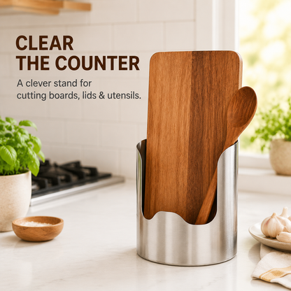 🍴✨ Stainless Steel Kitchen Utensil Holder – Rust-Resistant Countertop Organizer for Cooking Tools 🍳✨