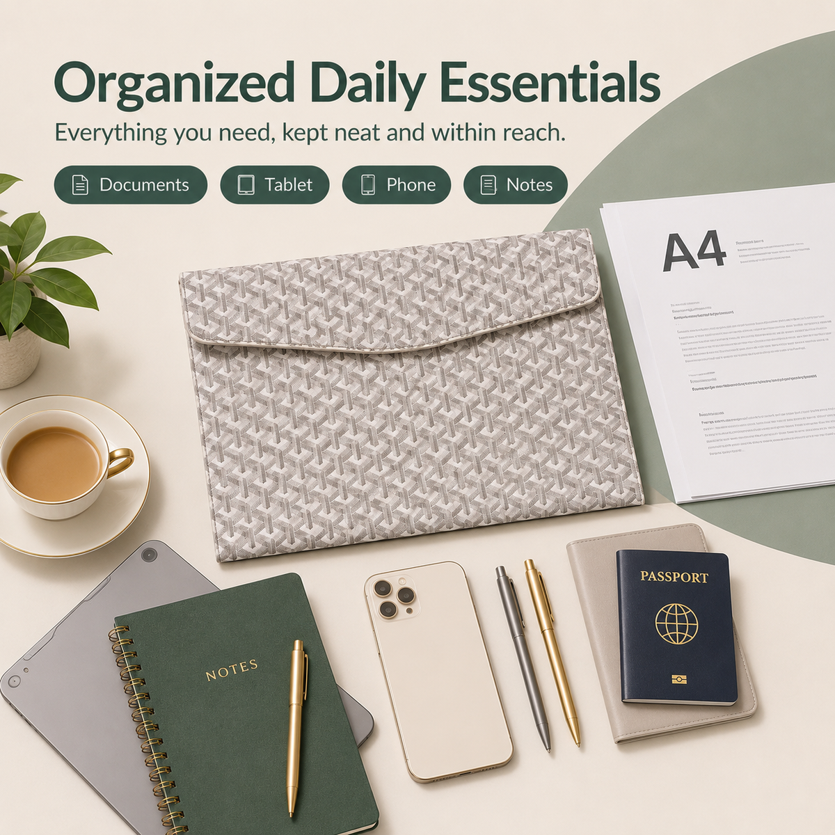 📁💼 A4 Padfolio Document Organizer – 13" Laptop & Tablet Sleeve with Magnetic Closure ✨