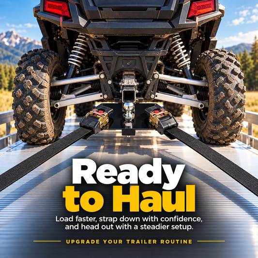 🔗 🔗 UTV & ATV Receiver Tie-Down Kit – Dual Ratchet Straps & Removable Bracket