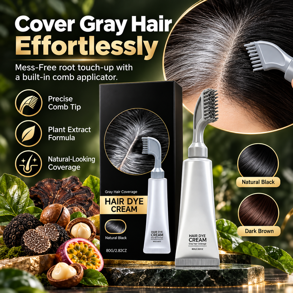 Cover Gray Roots at Home – Easy Comb-On Hair Dye Cream
