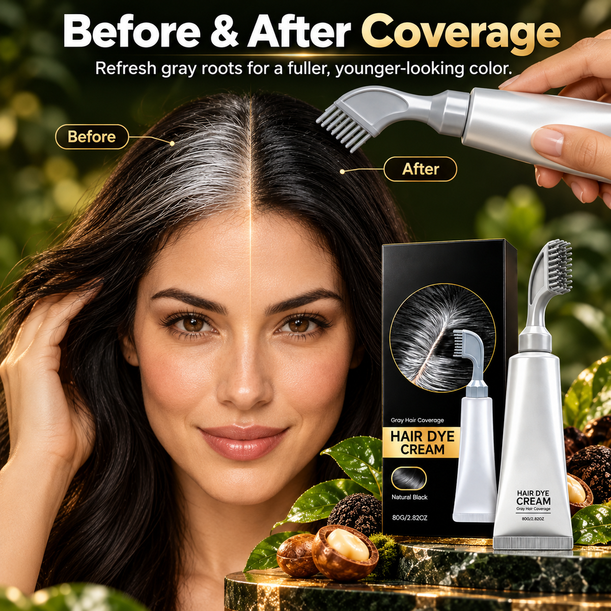 Cover Gray Roots at Home – Easy Comb-On Hair Dye Cream