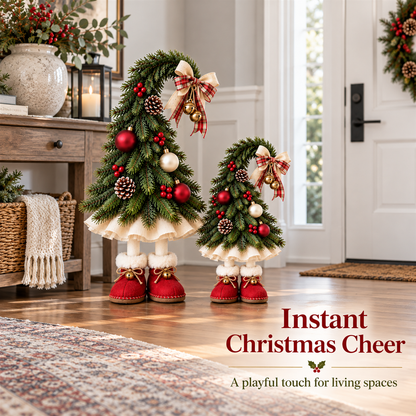 🎄 Whimsical Christmas Tree Gnome Decoration – Adorable Standing Holiday Decor with Red Boots & Festive Ornaments