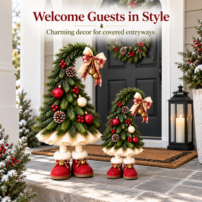 🎄 Whimsical Christmas Tree Gnome Decoration – Adorable Standing Holiday Decor with Red Boots & Festive Ornaments