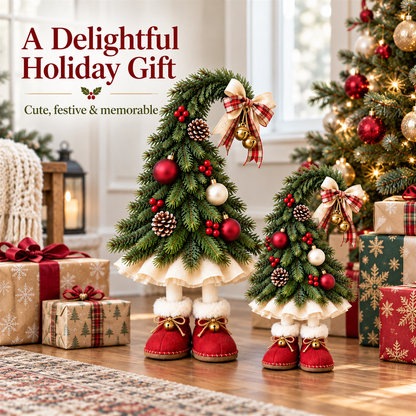 🎄 Whimsical Christmas Tree Gnome Decoration – Adorable Standing Holiday Decor with Red Boots & Festive Ornaments