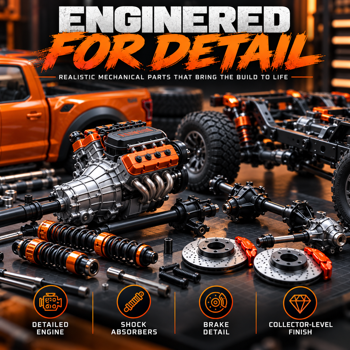 🚙 50% OFF 🔥 DIY Off-Road Pickup Truck Model Kit – Build Your Own Detailed Display Truck