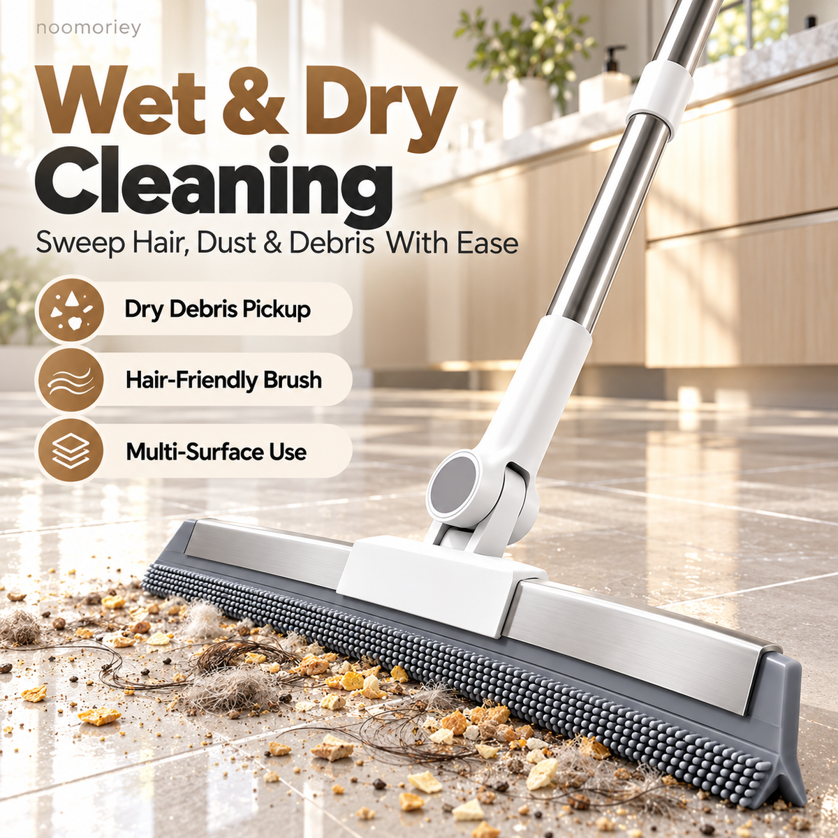 2-in-1 Silicone Floor Squeegee Broom – Fast Water Removal for Bathroom, Shower & Floors