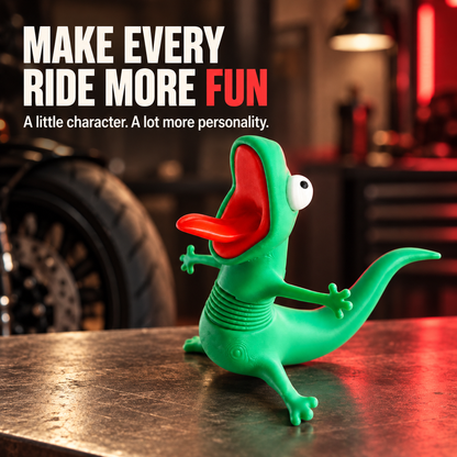 🏍️ Funny Wobbling Spring Lizard Motorcycle Decoration – Moving Rider Companion Gift 🦎