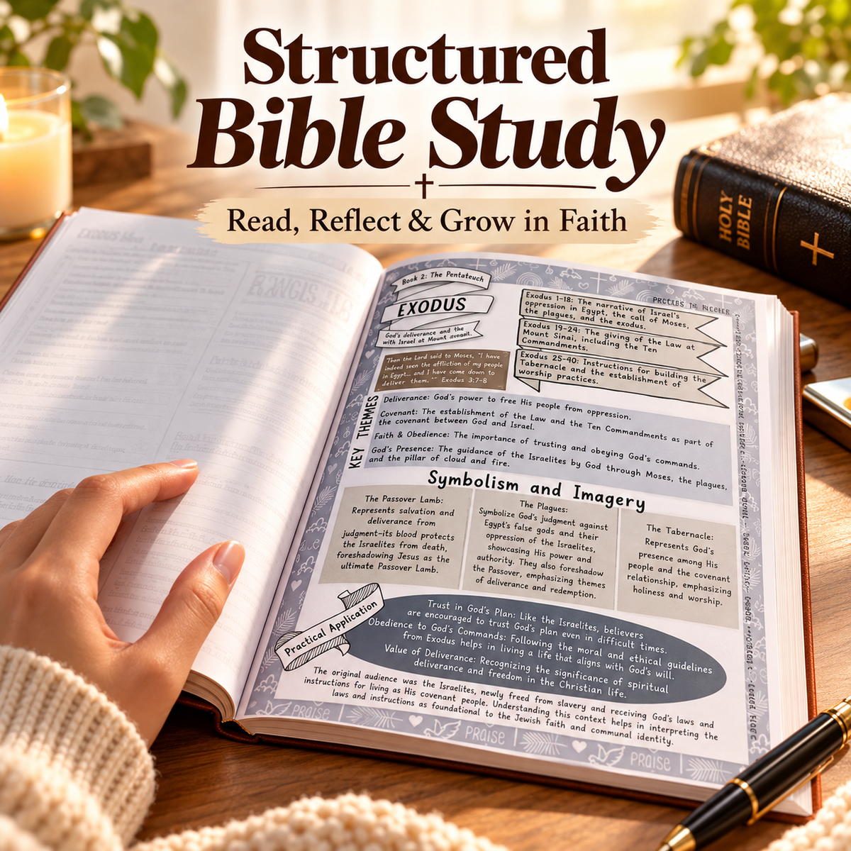 66-Page Bible Study & Devotional Journal – Guided Scripture Reflection, Prayer & Faith Growth
