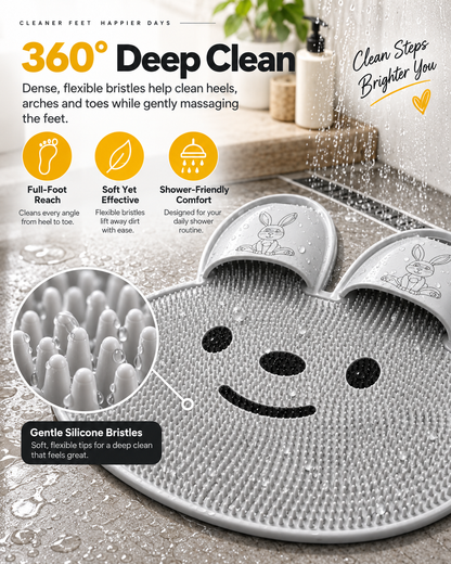 🐰🐰Bunny Shower Foot Scrubber Mat, Non-Slip Foot Massager for Shower