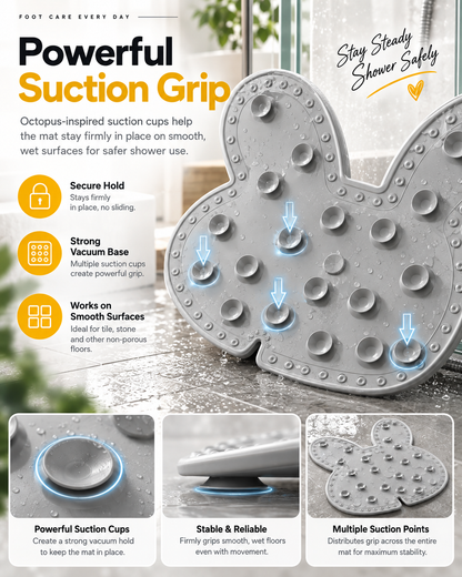 🐰🐰Bunny Shower Foot Scrubber Mat, Non-Slip Foot Massager for Shower