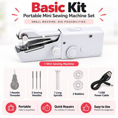 🧵🪡 Handheld Mini Sewing Machine – Portable Fabric Repair Tool for Clothes, Curtains & Home Sewing ✨