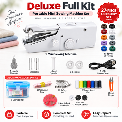 🧵🪡 Handheld Mini Sewing Machine – Portable Fabric Repair Tool for Clothes, Curtains & Home Sewing ✨