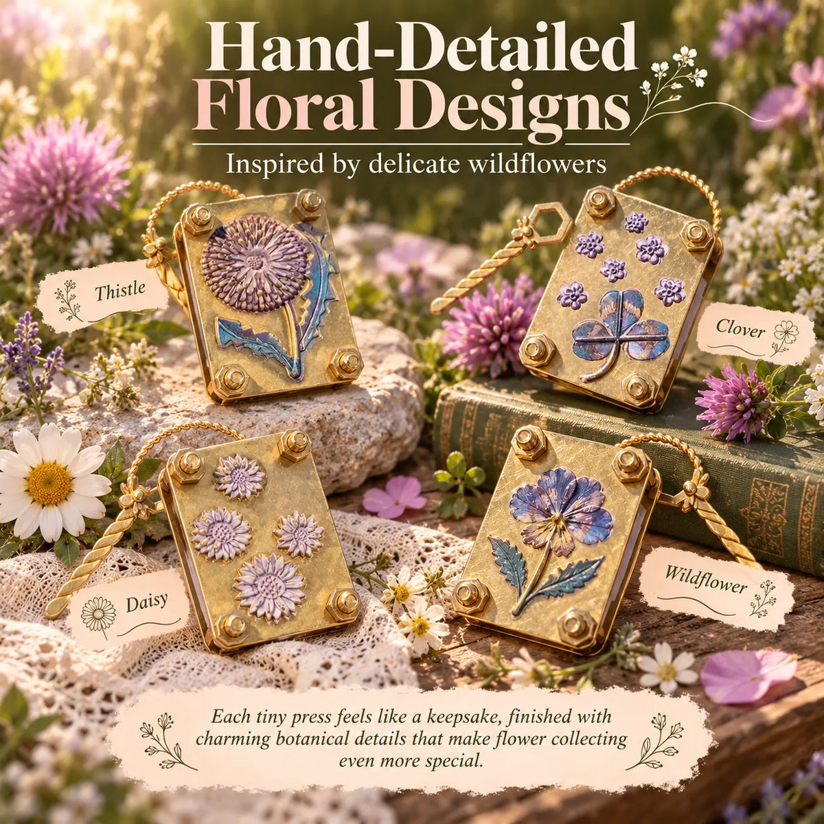 🎁Mini Brass Flower Press – Pocket-Sized Botanical Keepsake