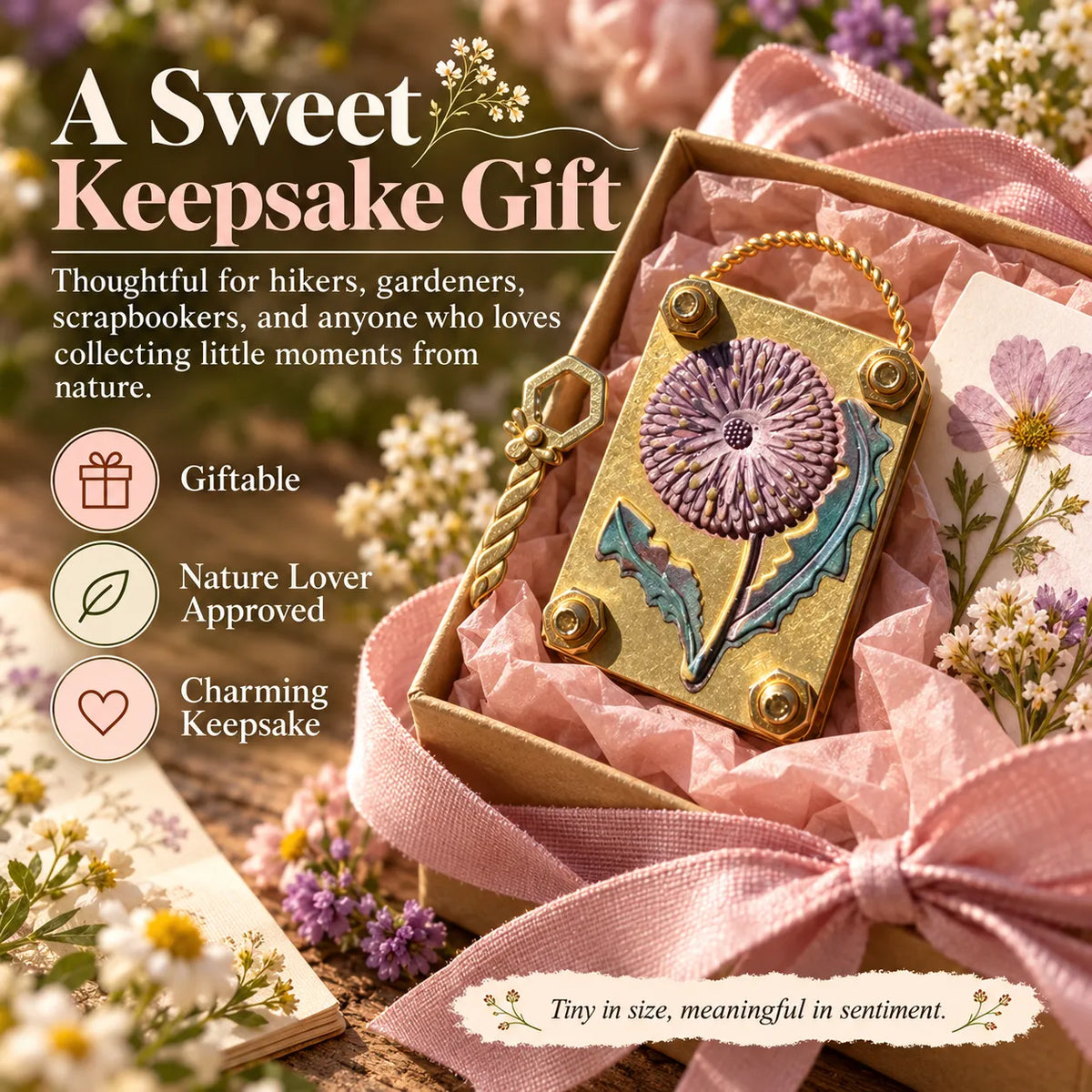 🎁Mini Brass Flower Press – Pocket-Sized Botanical Keepsake