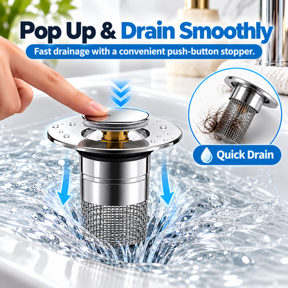 🔥2 Pack Universal Sink Drain Filter with Removable Stainless Steel Basket – Kitchen Strainer