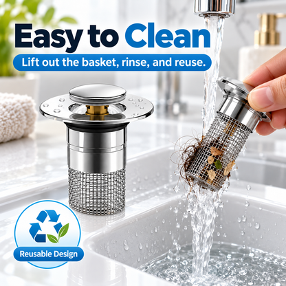 🔥2 Pack Universal Sink Drain Filter with Removable Stainless Steel Basket – Kitchen Strainer