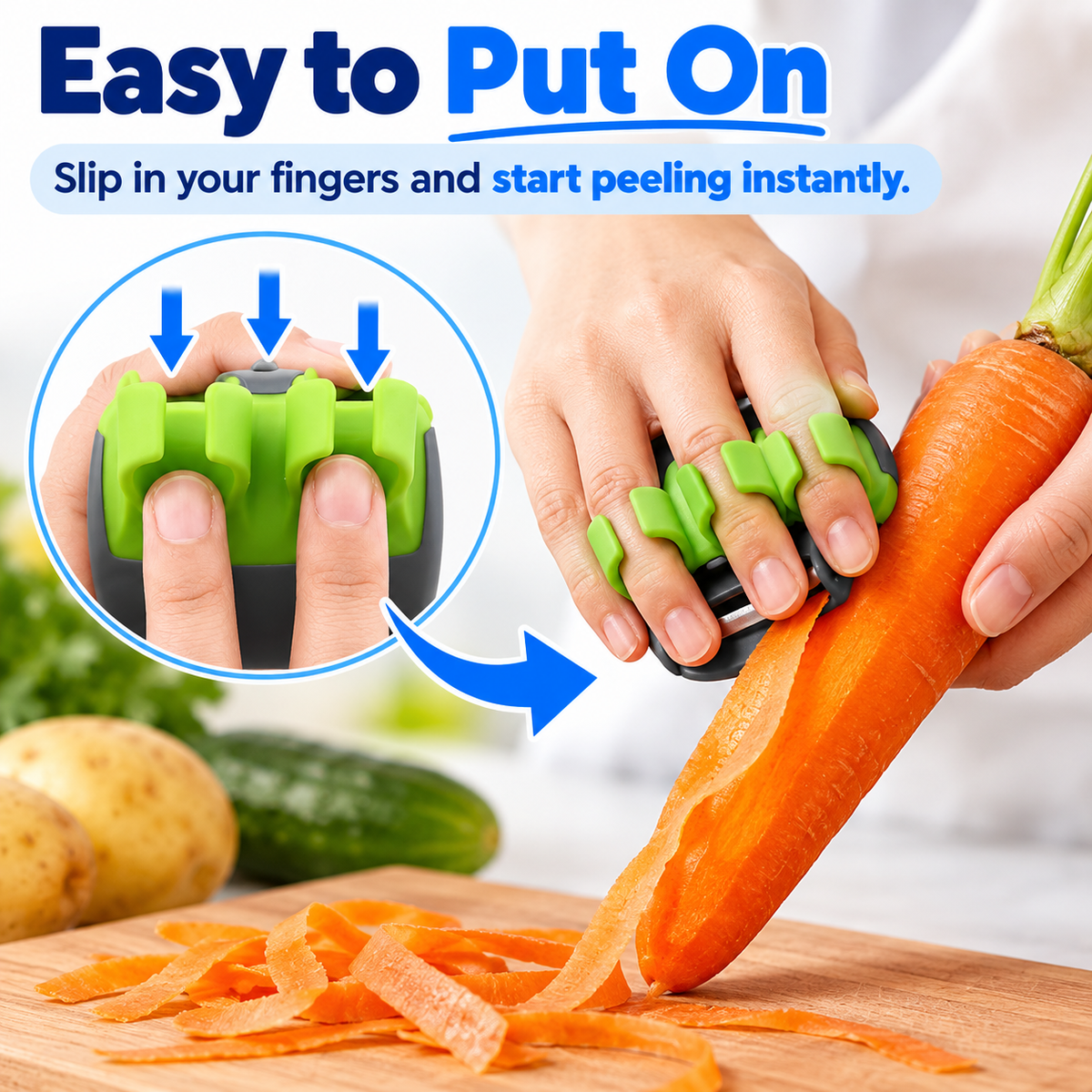 2-Pack Palm Peeler with Rubber Grips – Comfortable Hand Vegetable Peeler