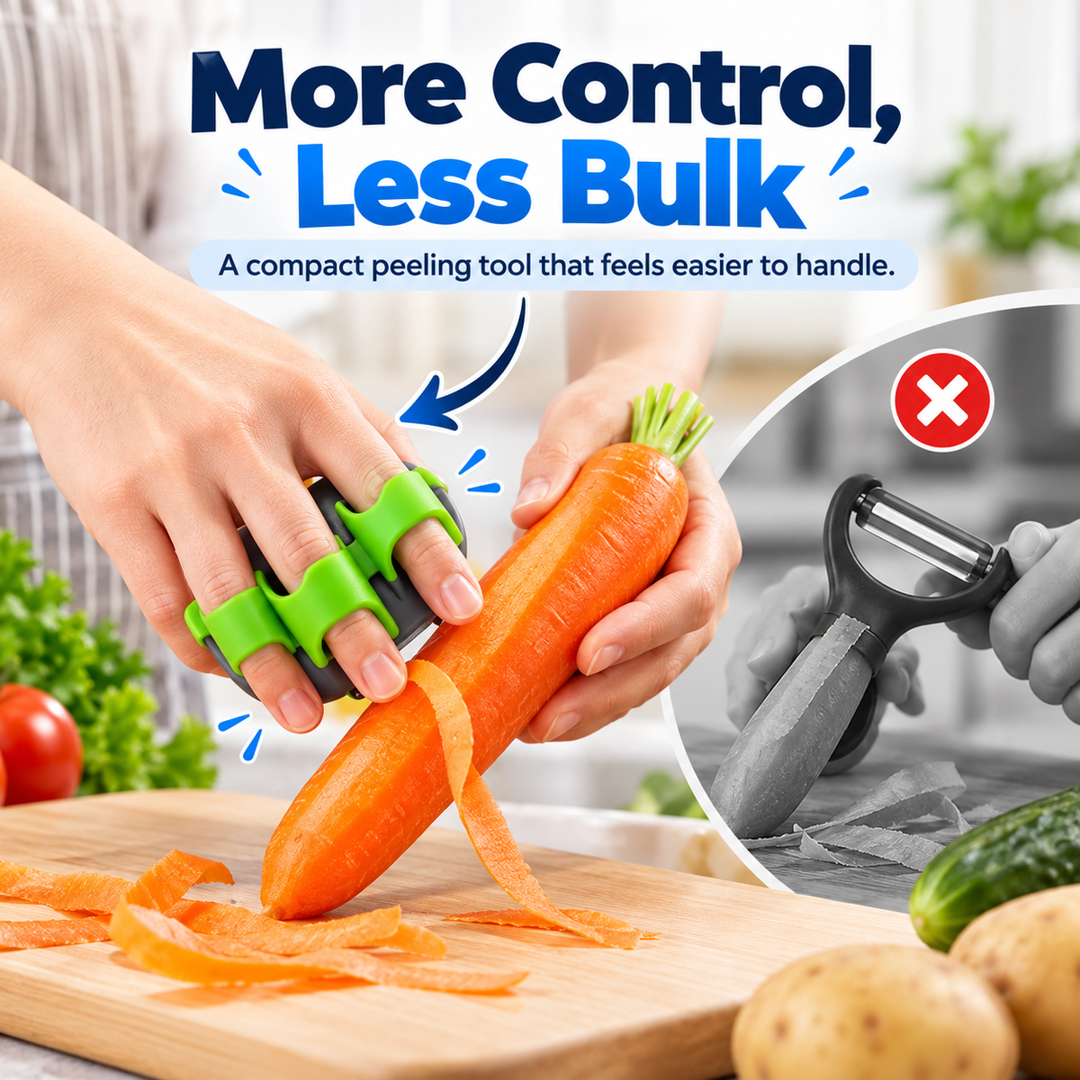 2-Pack Palm Peeler with Rubber Grips – Comfortable Hand Vegetable Peeler