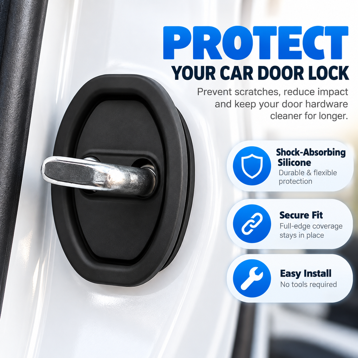 Door Latch Lock Cover – Universal Self-Adhesive Car Door Protector