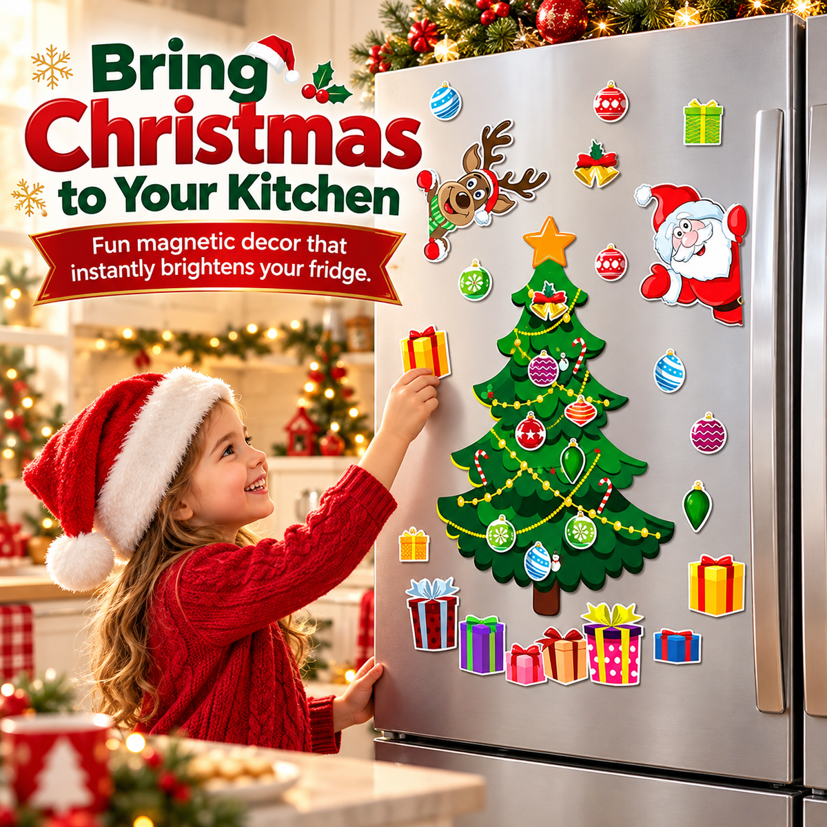 🎄 Christmas Refrigerator Magnets – Reusable Christmas Tree Fridge Decor Set