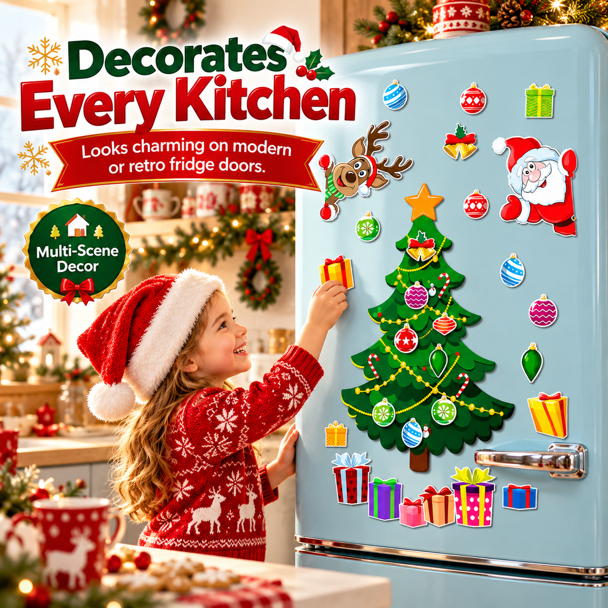 🎄 Christmas Refrigerator Magnets – Reusable Christmas Tree Fridge Decor Set