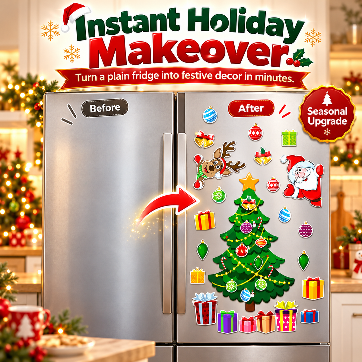 🎄 Christmas Refrigerator Magnets – Reusable Christmas Tree Fridge Decor Set