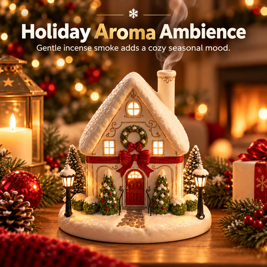 🎄 Christmas House Aroma Diffuser – Warm Light & Gentle Mist Holiday Decor