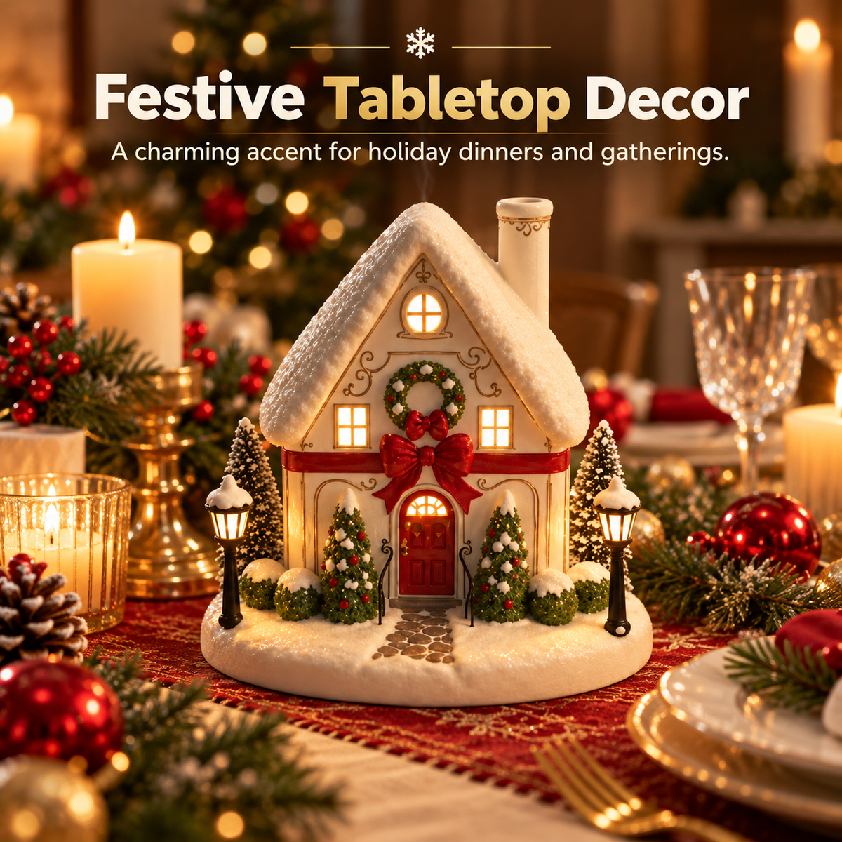 🎄 Christmas House Aroma Diffuser – Warm Light & Gentle Mist Holiday Decor
