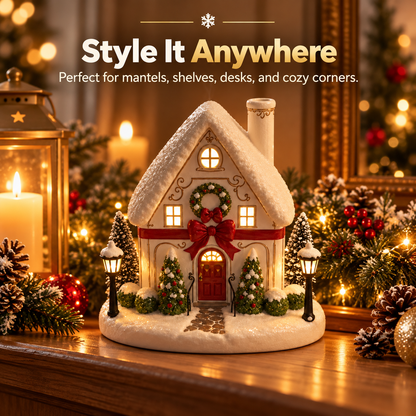 🎄 Christmas House Aroma Diffuser – Warm Light & Gentle Mist Holiday Decor