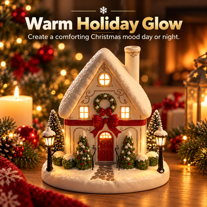 🎄 Christmas House Aroma Diffuser – Warm Light & Gentle Mist Holiday Decor