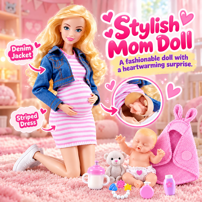 ZURU My Mini Baby Mom & Baby Surprise – Brittany Pregnant Doll with Newborn