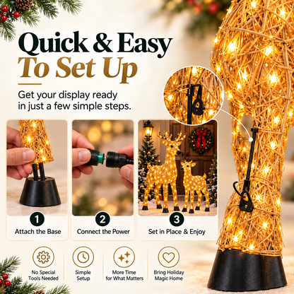 🎄🫎Magical Light-Up Christmas Deer & Fawn Set ✨ – Warm White LED Indoor & Outdoor Holiday Décor