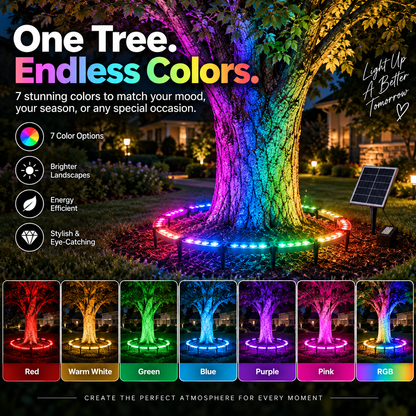 🌈Outdoor RGB Tree Ring Light – 7-Color Remote-Controlled Landscape Uplighting