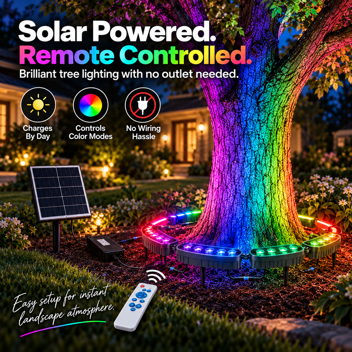 🌈Outdoor RGB Tree Ring Light – 7-Color Remote-Controlled Landscape Uplighting