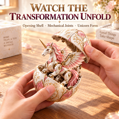 Mechanical Winged Unicorn Toy with Decorative Egg – Pink & Gold Fantasy Collectible Gift