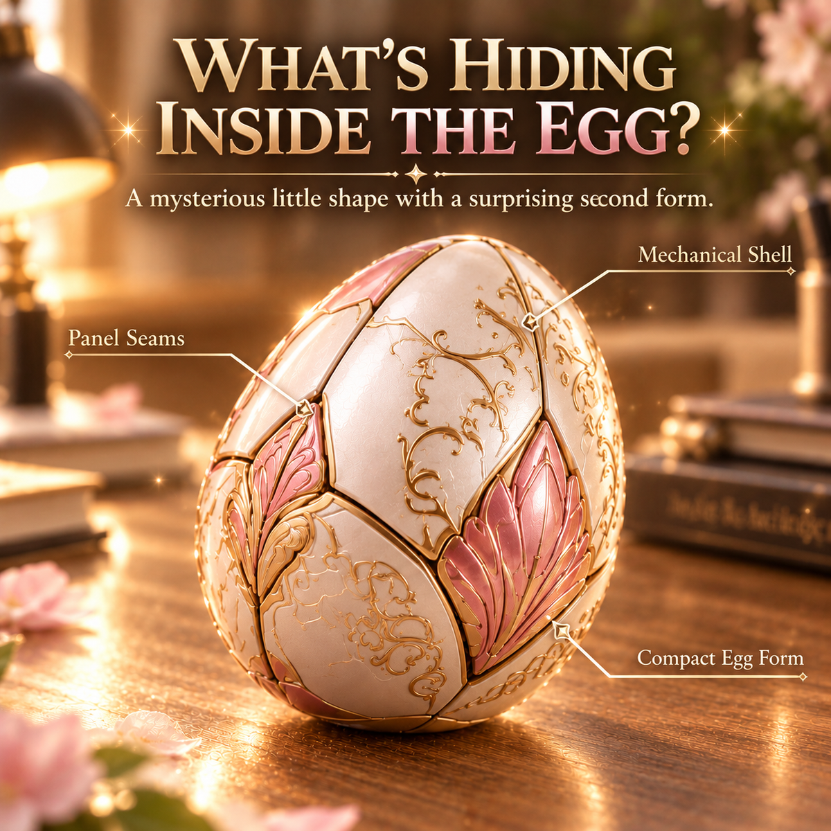 Mechanical Winged Unicorn Toy with Decorative Egg – Pink & Gold Fantasy Collectible Gift