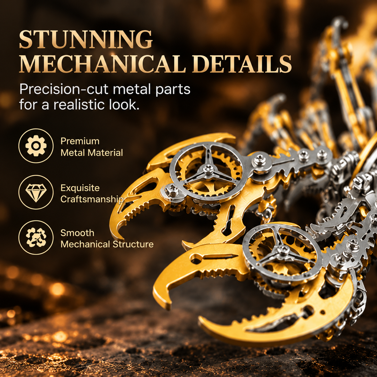 Scorpion 3D Metal Puzzle Kit – 454-Piece Mechanical Model for Adults & Teens