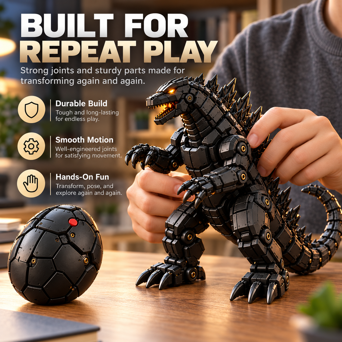 🥚 Egg to Godzilla – 2-in-1 Transforming Mechanical Monster Figure