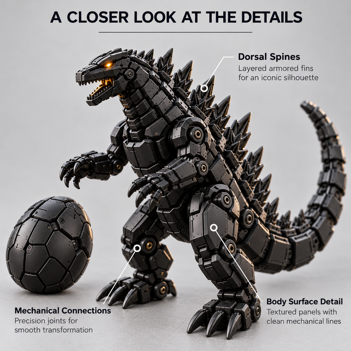 🥚 Egg to Godzilla – 2-in-1 Transforming Mechanical Monster Figure