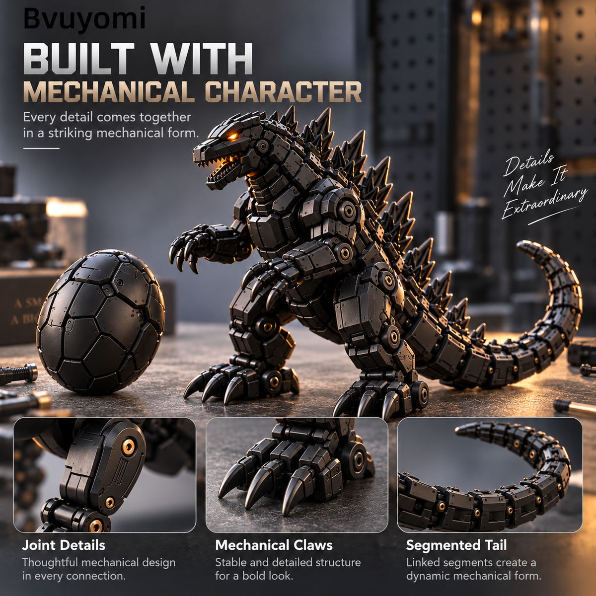 🥚 Egg to Godzilla – 2-in-1 Transforming Mechanical Monster Figure