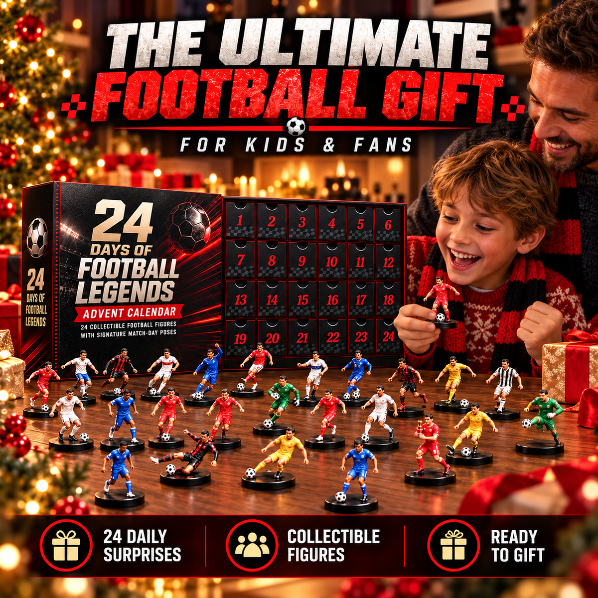 24 Days of Football Legends Advent Calendar – Collectible Soccer Figures