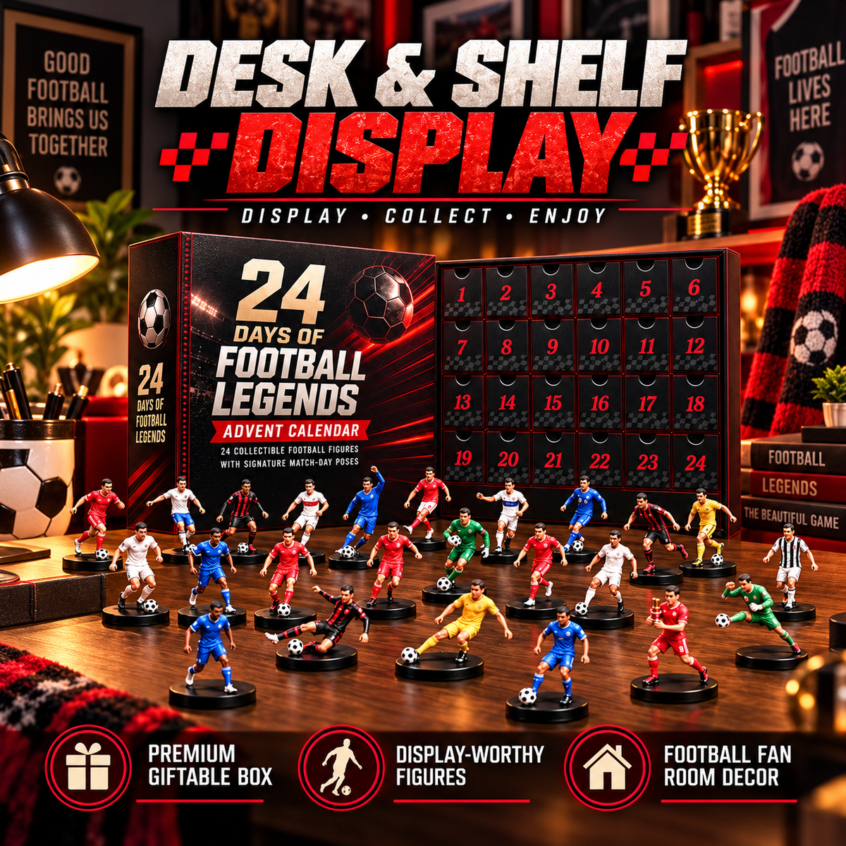24 Days of Football Legends Advent Calendar – Collectible Soccer Figures
