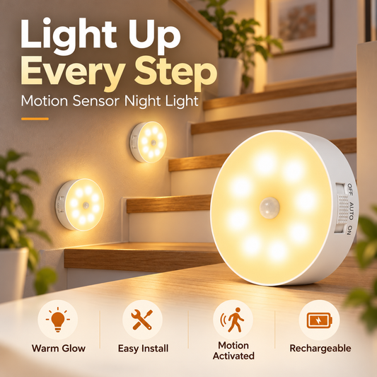 USB Rechargeable Motion Sensor Night Light – Magnetic Warm Glow for Closets