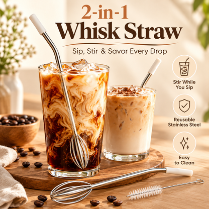 Reusable Metal Drinking Straws with Cleaning Brush – Stainless Steel Set